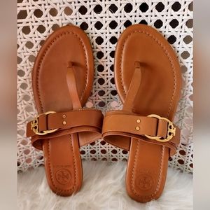 TORY BURCH MARSDEN Beige Flat Sandals Shoes Size 7.5